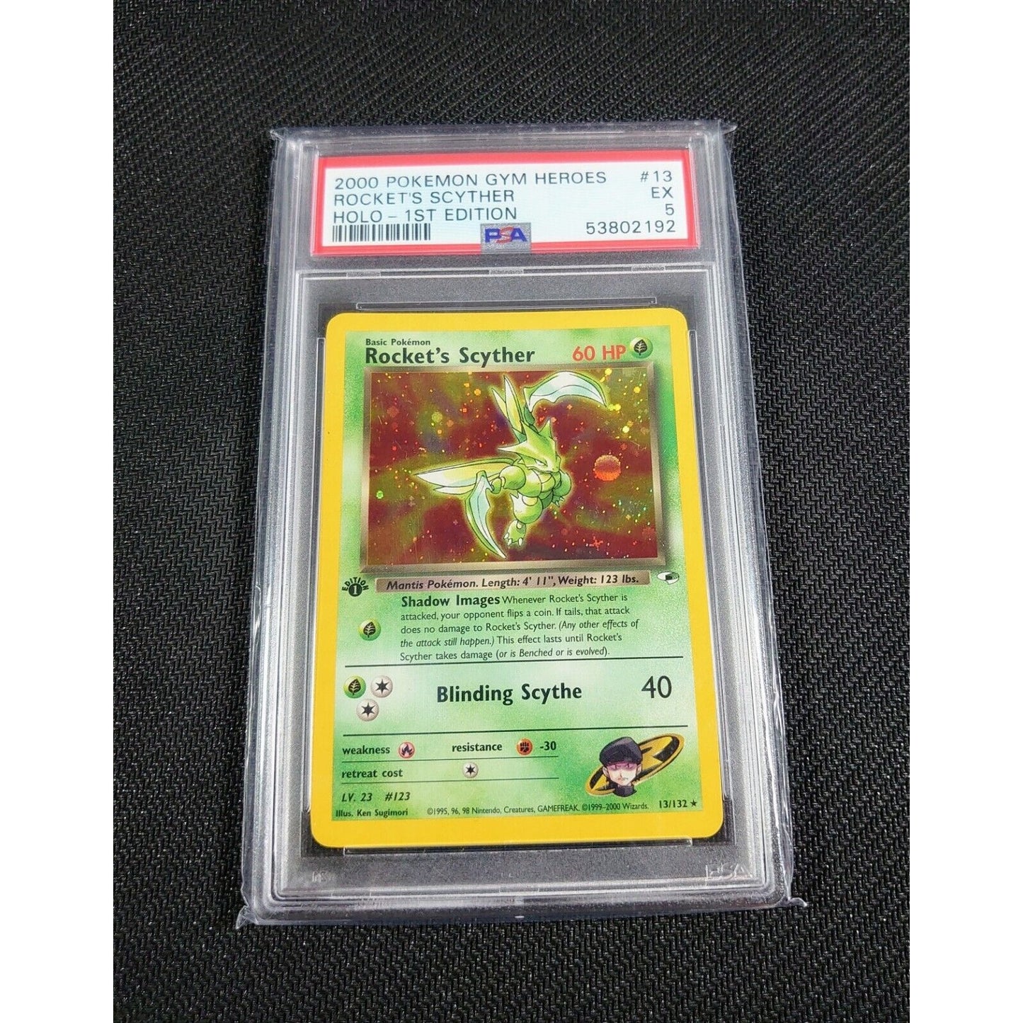 Pokemon - Rocket's Scyther 13/132 - Common - 1st Edition Gym Heroes - PSA 5