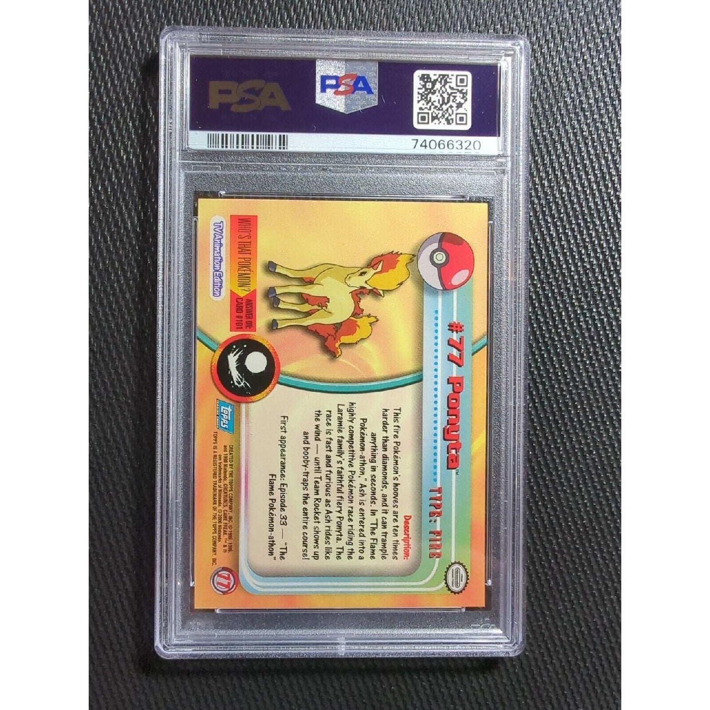 PSA 9 #77 Ponyta - Topps TV Animation - Pokemon - WTP Voltorb