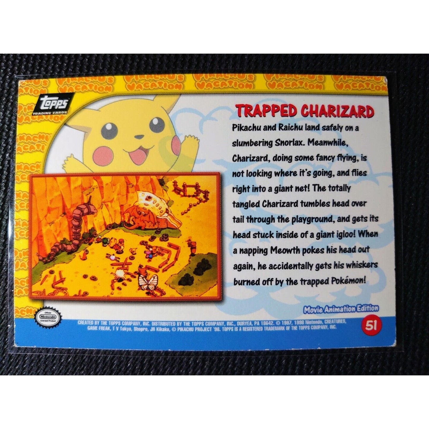 Pokemon Topps -Trapped Charizard 51  Confetti Textured Holo - Pikachu's Vacation
