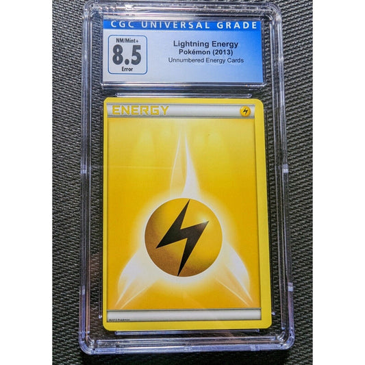 Pokemon 2013 Lightning Energy - Error Minor Miscut Alignment Dot - CGC 8.5