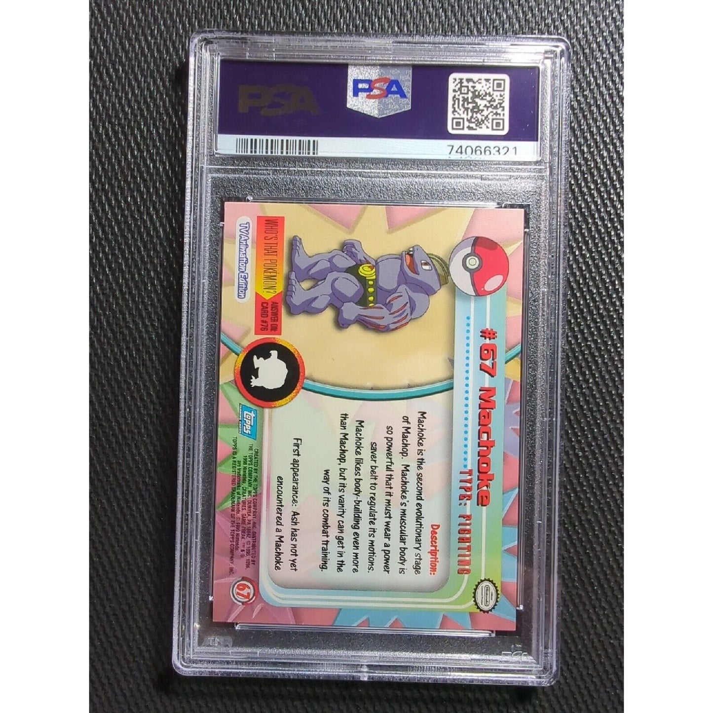 PSA 9 #67 Machoke - Topps TV Animation - Pokemon - WTP Golem