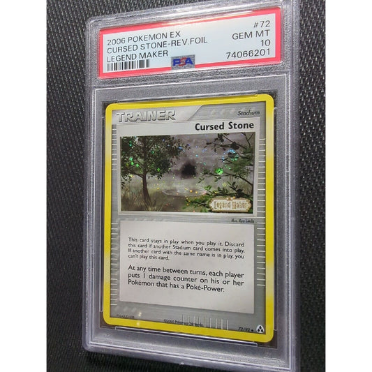 PSA 10 - Cursed Stone 72 - SWIRL Reverse Holo - Unseen Forces - Pokemon - POP 16