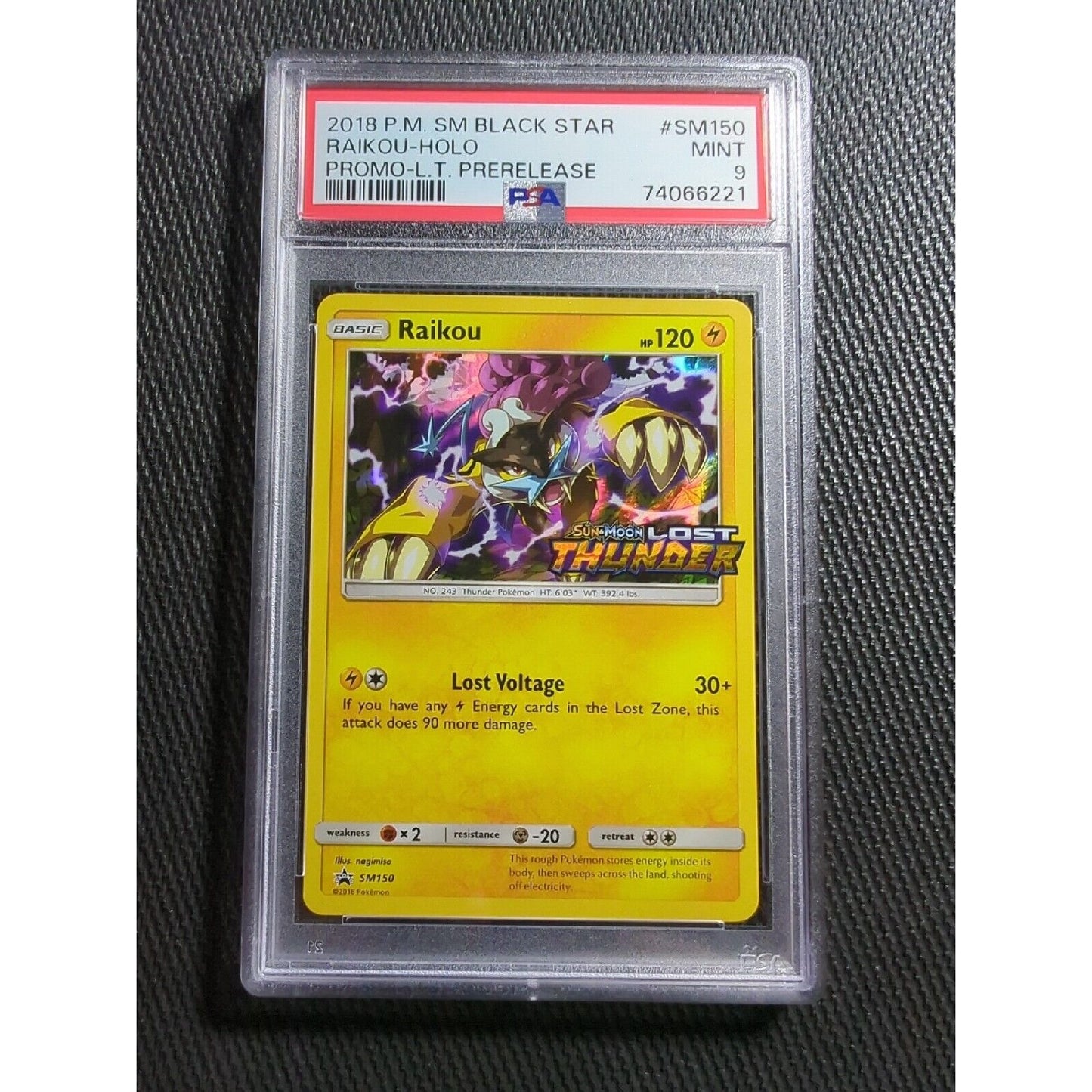 PSA 9 - Raikou SM150 - Prerelease Stamped Holo - 2018 Lost Thunder - Pokemon