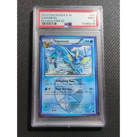 PSA 9 - Vaporeon 20 - 2013 Plasma Freeze - Pokemon