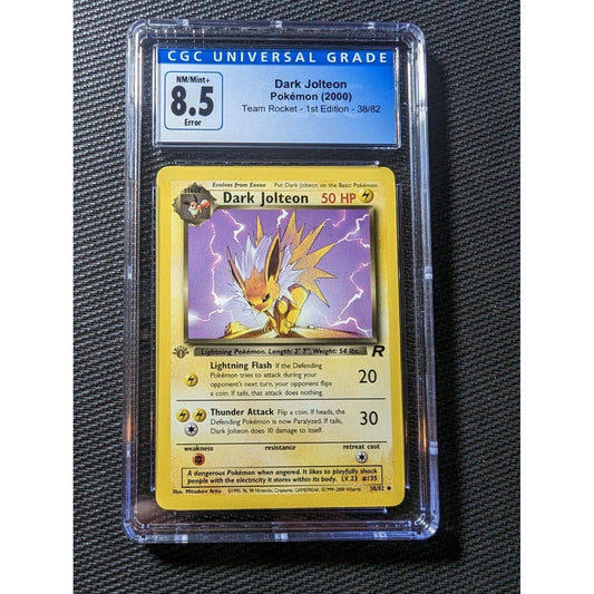 Pokémon Dark Jolteon Team Rocket 38 1st Edition Uncommon Grey Stamp ERROR Pop 1