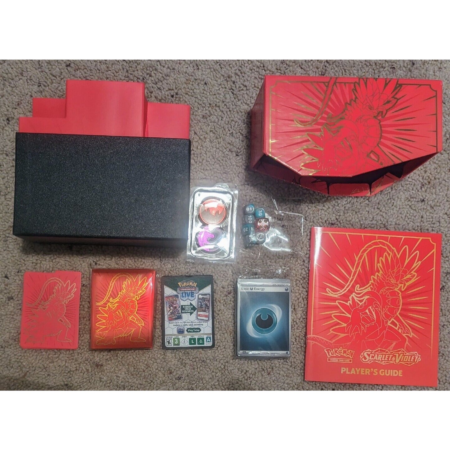 EMPTY Scarlet and Violet Elite Trainer Box Koraidon Red - Code Card - Sleeves