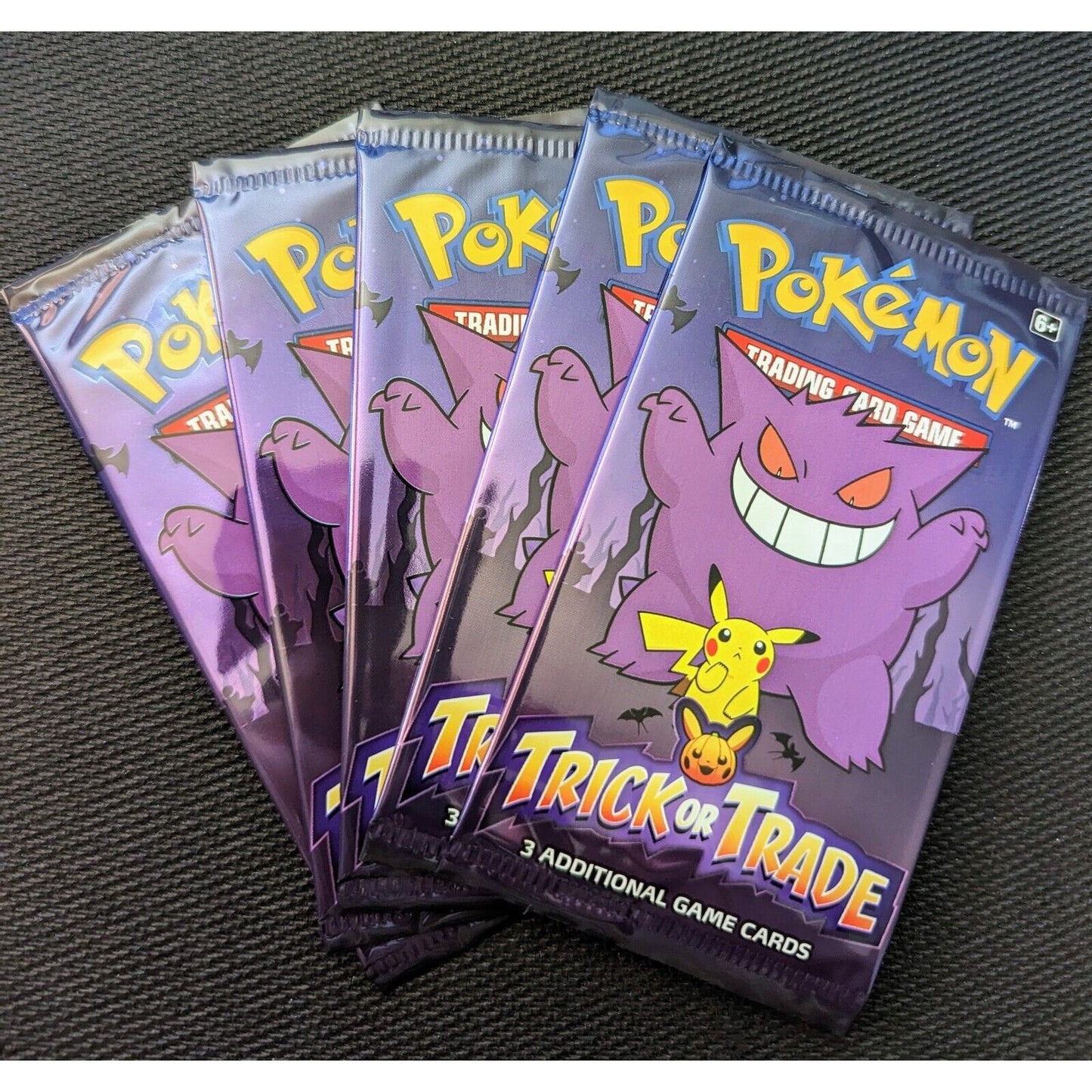 Pokemon 5x Trick or Trade 3 Card Mini Booster Pack-Halloween Gengar Pikachu