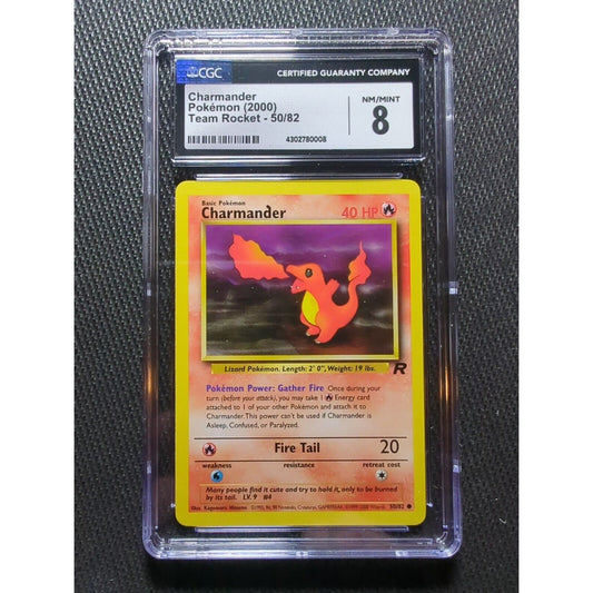 CGC 8 - Pokemon Charmander 50/82 Team Rocket | English - Ink Dot 'd' Error