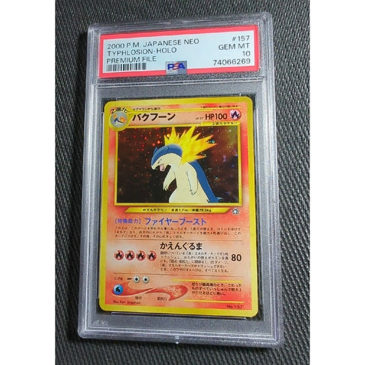 PSA  10 - Typhlosion No 157 - Holo  - Japanese - 2000 Neo Premium File - Pokemon