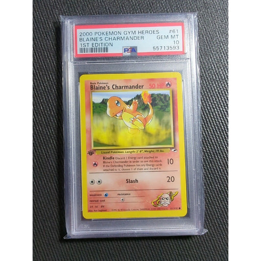 PSA 10 - Blaine's Charmander - Gym Heroes 61/132 - 1st Edition - Pokémon